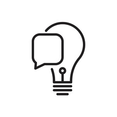 Lightbulb and speech bubble outline icon. linear style sign for mobile concept and web design. Creative Idea simple line vector icon. vector illustration