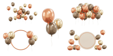 3D Rendering set of gift and balloon element for decoration isolated background