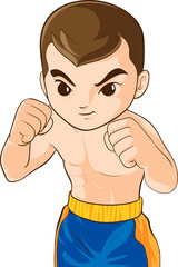 Fototapeta premium Cute Thai boxing kids fighting actions