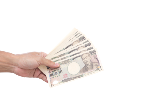 Man hand holding 10000 Japanese Yen banknote - Powered by Adobe