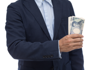 Man hand holding 1000 Japanese Yen banknote