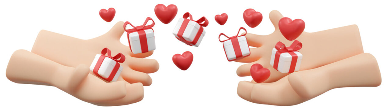 Hand Holding gift isolated on background 3d render