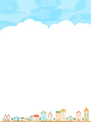 かわいい家が並ぶ街並みフレーム