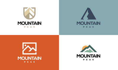 Set of Modern Mountain Peak logo designs concept vector, Simple Landscape Hills logo element Mountain Peaks