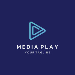Media logo play button with modern triangle, the logo can be used for multimedia, printing, technology and other businesses.