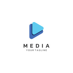 Media logo play button with modern triangle, the logo can be used for multimedia, printing, technology and other businesses.