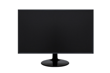 Cutout of isolated blank dark screen monitor  with the transparent png background