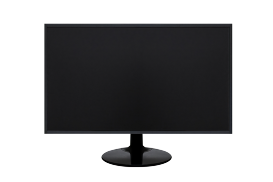 Cutout of isolated blank dark screen monitor  with the transparent png background
