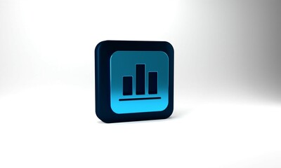 Blue Pie chart infographic icon isolated on grey background. Diagram chart sign. Blue square button. 3d illustration 3D render