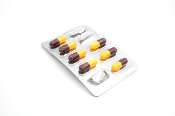 Packing of tablet on white isolated background.