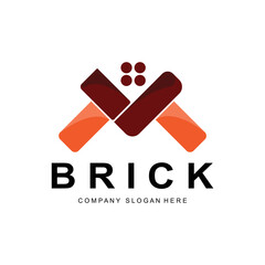 Bricks Logo Design, Material Stone Illustration Vector, Building Construction Icon