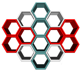 3Ds hexagon block align to many shape, Blank block for add your text or wording