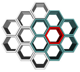 3Ds hexagon block align to many shape, Blank block for add your text or wording