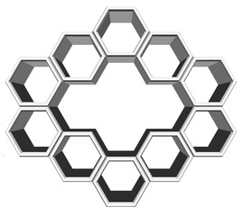 3Ds hexagon block align to many shape, Blank block for add your text or wording