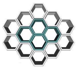 3Ds hexagon block align to many shape, Blank block for add your text or wording