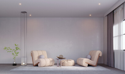 3d rendering,3d illustration, Interior Scene and  Mockup,furniture designer render 3D model Armchair  living room.