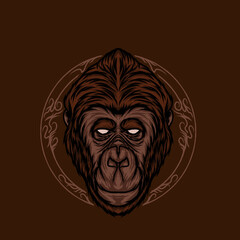 monkey head illustration design vector