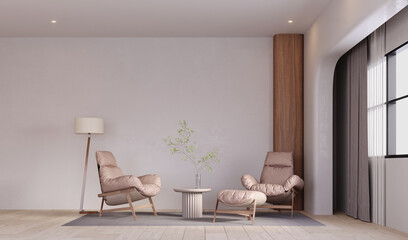3d rendering,3d illustration, Interior Scene and  Mockup,furniture designer render 3D model Armchair  living room.