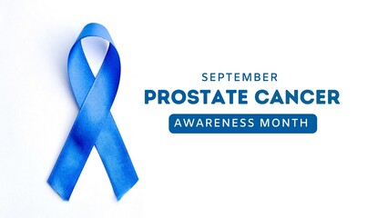 Prostate Cancer awareness banner. Realistic blue ribbon, prostate cancer symbol. Design for infographics, websites, etc.

Men health symbol. Men Cancer prevention in September month. White  background