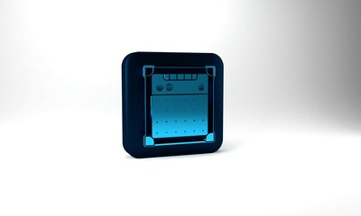 Blue Guitar amplifier icon isolated on grey background. Musical instrument. Blue square button. 3d illustration 3D render