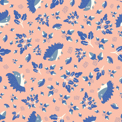 Cute vector spiky, prickly, hedgehog, acorn and oak leaves background. Cartoon kawaii mammal and fall foliage seamless pattern backdrop.Nature forest creatures and fauna repeat for children, education