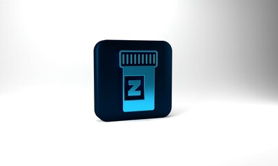 Blue Sleeping pill icon isolated on grey background. Blue square button. 3d illustration 3D render