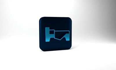 Blue Bed icon isolated on grey background. Blue square button. 3d illustration 3D render