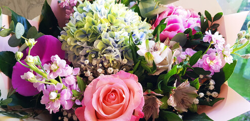 Colorful flower rose gift. Beautiful flowers background