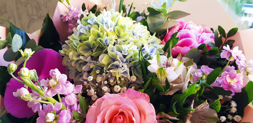 Colorful flower rose gift. Beautiful flowers background