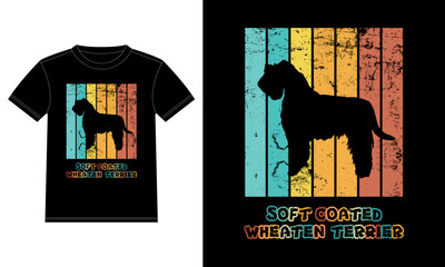 Funny Soft-coated Wheaten Terrier Retro Vintage Sunset T-shirt Design template, Soft-coated Wheaten Terrier Board, Car Window Sticker, POD, cover, Isolated white background, Silhouette Gift for Soft