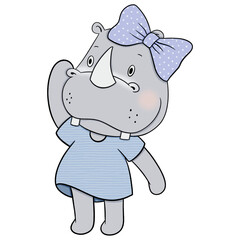 Cute rhino cartoon design character 