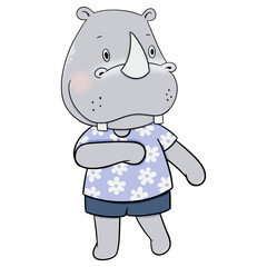 Cute rhino cartoon design character 