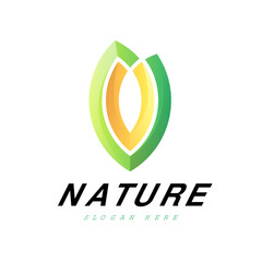 Nature colorful abstract logo design template