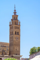 Fototapeta na wymiar View of the steeple of Tarazona Cathedral in Aragon, Spain