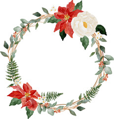watercolor christmas flower bouquet wreath frame