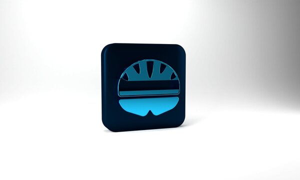 Blue Bicycle helmet icon isolated on grey background. Extreme sport. Sport equipment. Blue square button. 3d illustration 3D render