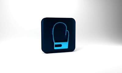 Blue Boxing glove icon isolated on grey background. Blue square button. 3d illustration 3D render