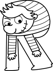 Halloween Igor letter R, monster alphabet