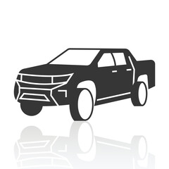 solid icons for Pickup truck and shadow,vector illustrations
