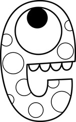 Halloween monster letter E, monster alphabet