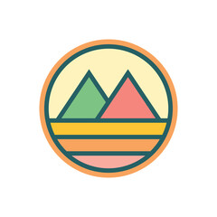 Abstract Sunset beach mountain logo badge circle  design. Template Vector illustration. Logo Sign Design Icon