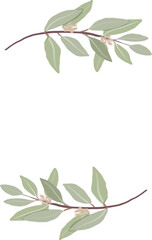 minimal hand drawn eucalyptus wreath frame for wedding invitation or logo