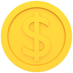 3d dollar coin icon in gold color, for UI, poster, banner, social media post. 3D rendering