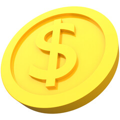 Obraz premium 3d dollar coin icon in gold color, for UI, poster, banner, social media post. 3D rendering