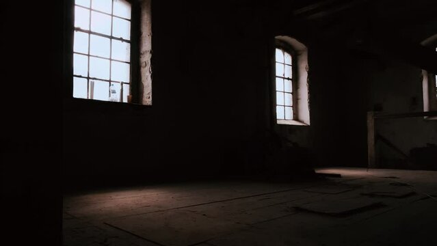 Windows timelapse, cold, white street light. Building, reparing, studio. Loft.