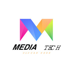Letter m colorful company logo template
