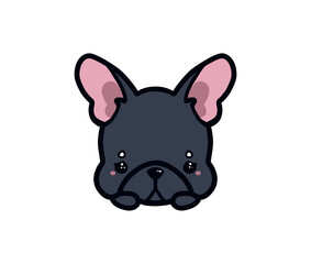 Fototapeta premium French bulldog black adorable cute kawaii drawing illustration cartoon isolated