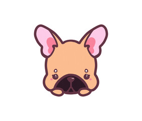 French bulldog brown adorable cute kawaii drawing illustration cartoon isolated