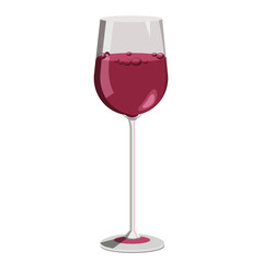 Red grape wine in a glass glass, isolated on a white background.Vector drink can be used in the menus of restaurants, wineries, textiles, postcards.