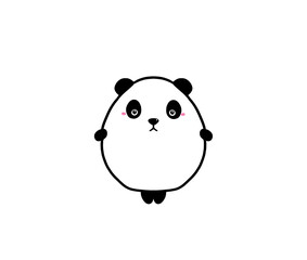 Panda bear cute kawaii adorable for coloring drawing illustration cartoon isolated